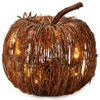 The Lakeside Collection Rattan Lighted Pumpkin - Harvest Halloween Decor for Tabletops, Mantles - 3 of 4