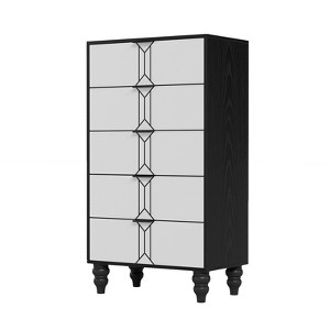 5-Drawer Wooden Dresser with Vintage Pattern, Tall Dresser with Deep Drawers for Bedroom, Living Room & Entryway - 1 of 4