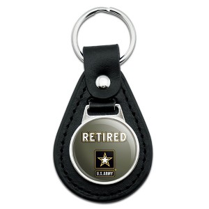 U.S. Army Retired Logo Black Leather Keychain - 1 of 4