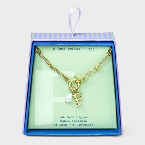 14K Gold Dipped Pearl Charm on Chain Initial Necklace - A New Day Gold - 1 of 4