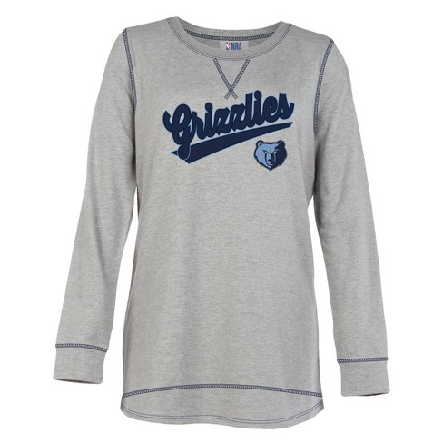 Nba Memphis Grizzlies Women's Gray Long Sleeve Team Slugger Crew