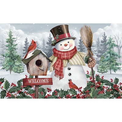 Snow Time Snowman Winter Doormat Indoor Outdoor 18 x 30 Briarwood Lane