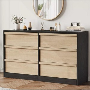 Nasitip 6 Drawer Dresser for Bedroom, Wooden Dresser Organizer with Storage, Modern Double Chest of Drawers for Living Room, Nursery - 1 of 4