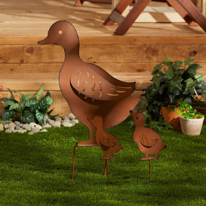 22&#34; Cast Iron Duck Family Garden Stake Brown - Zingz &#38; Thingz, 4 of 8