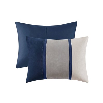 California King Blue Faux Suede Comforter Set