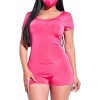 Slickblue Women’s Short Sleeve Scoop Neck Romper and Face Mask Set, Casual 2-Piece Casual Outfit, Color & Size Options - 3 of 4