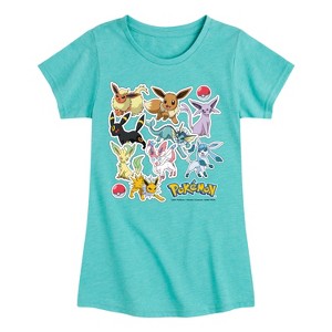 Girls' - Pokémon - Eevee Evolution Stickers Fitted Short Sleeve Graphic T-Shirt - 1 of 4