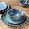 Itopfox Ceramic Dinnerware Sets for 4, 12-Piece Handpainted Plates and Bowls, Scratch Resistant Stoneware Dishes, Dishwasher & Microwave Safe, Blue - 3 of 4