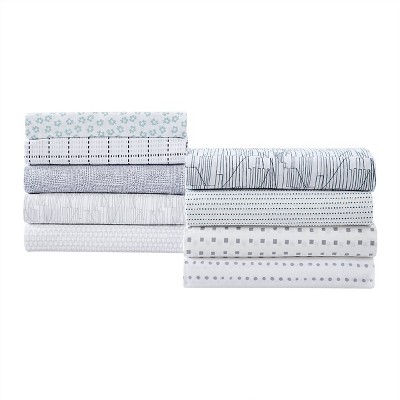 Radius White and Navy Cotton Percale Queen Sheet Set