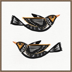 Amanti Art 30"x30" Migration Folk Birds by Ani Del Sol Framed Canvas Wall Art Print Bronze: Horizontal Lithograph Canvas - 1 of 4