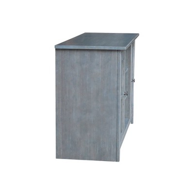 Heather Grey-Antique Solid Wood TV Stand with Cabinet Storage