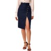 Allegra K Women's Vintage Button Decor Belted Split Front Knee Length Pencil Skirt - 3 of 4