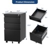 3-Drawer Mobile File Cabinet with Lock Keys, Under Desk Lateral Storage Fits Legal Letter A4, Adjustable Shelf, Easy Assembly Home Workspace, Black - 2 of 4