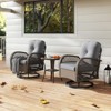 Tangkula Set Of 3 Patio Swivel Rocker Set Gliding Bistro Furniture Set w/ Tempered Glass Table - 3 of 4