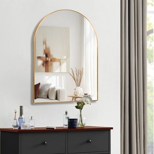 Okak 30X40IN Arched Bathroom Mirror with Aluminum Frame, Wall Mirror with High Reflection, Arched Mirror for Bathroom, Dress Room - 1 of 4