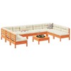 vidaXL 10 Piece Patio Sofa Set with Cushions Wax Brown Solid Wood Pine - Wax Brown - 2 of 4