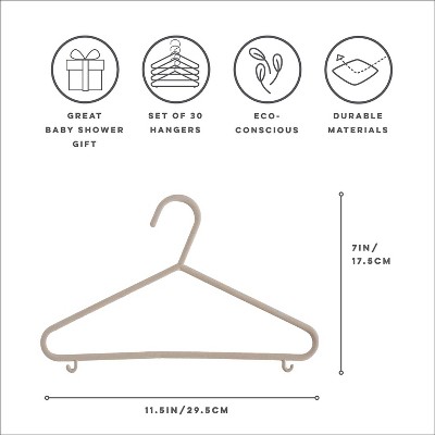 Eco-Friendly Wheat Straw Beige Children's Clothes Hangers, Pack of 30