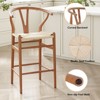 Sapphtopaz 1PC Wishbone Bar Stools with Rattan Weave Seat Counter Height Bar Stools with Armrest & Backrest Dining Chairs for Kitchen Island - 3 of 4