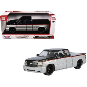 2006 Chevrolet Silverado Custom Truck Silver Metallic and Black with Red "Die-Cast Collection" 1/25 Diecast Model by Motormax - 1 of 3