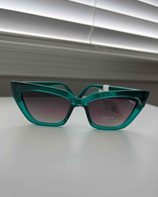 Women's Plastic Retro Angular Cateye Sunglasses - A New Day™ Dark Brown