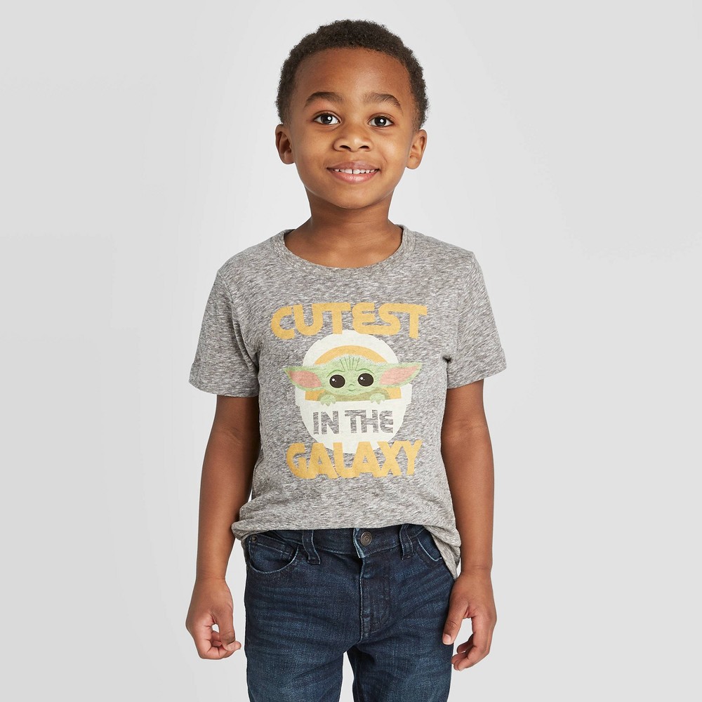 Toddler Boys' Star Wars Baby Yoda Short Sleeve T-Shirt - Heather Gray 5T