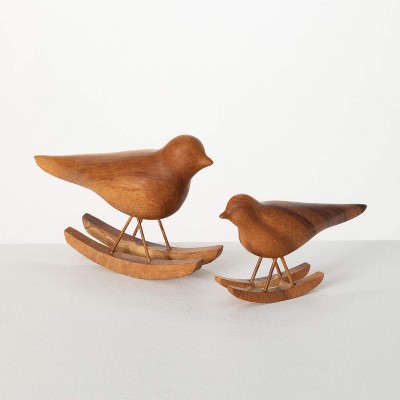 Sullivans Mid-Century Mod Rocking Birds Set of 2  4.5"H & 3.25"H Brown