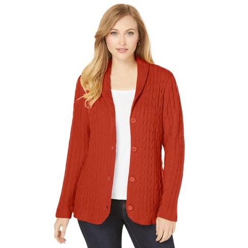 Plus Size Cable Knit Two Pocket Long Duster Cozy Chic Cardigan