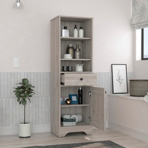 Akoasm Linen Bathroom Medicine Storage Cabinet With Shelve 1 Door-Gray - 1 of 4