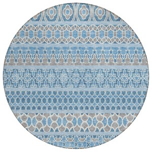 Sky Blue And Denim Blue Quatrefoil Washable Indoor Outdoor Area Rug - 1 of 4