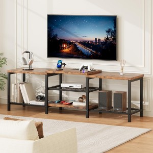GustoWave Large TV Stand to 75 Inch TV, Entertainment Center with Power Outlet & 3-Tier Open Storage Shelves - 1 of 4