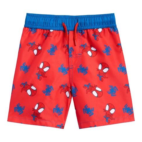 Marvel Spidey And His Amazing Friends Toddler Boys Upf 50 Swim Trunks Spiderman Faces 5t Target