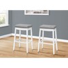 Monarch Specialties Bar Stool Set Of 2 Bar Height Saddle Seat Wood Pu Leather Look White Grey Transitional - 2 of 4