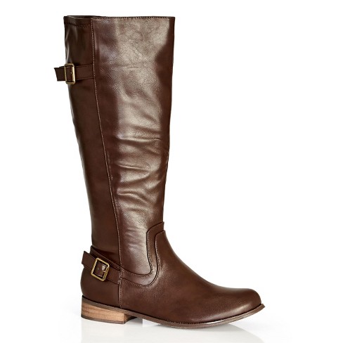 City Chic | Women's Wide Fit Cilla Knee Boot - Chocolate - 12w : Target