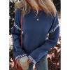 BLUEMING Womens Sweaters Fashion Crewneck Loose Long Sleeve Casual Contrast Cable Knit Pullover Sweater Tops - 3 of 4