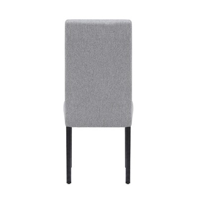 Gray Linen Upholstered Parsons Dining Side Chair with Rubberwood Legs