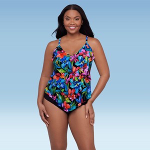 Trimshaper Women's Lena 4 Tier Ruffle Tankini Swimsuit Top - 1 of 3