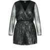 Women's Plus Size Sequin Playsuit - gunmetal | CITY CHIC - image 4 of 4