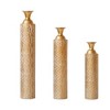 Zeus & Ruta Gold Distressed Metal Floor Vases Set of 3 - 34"/29"/25"H, Decorative Centerpieces with Growing Vine Patterns - 2 of 4