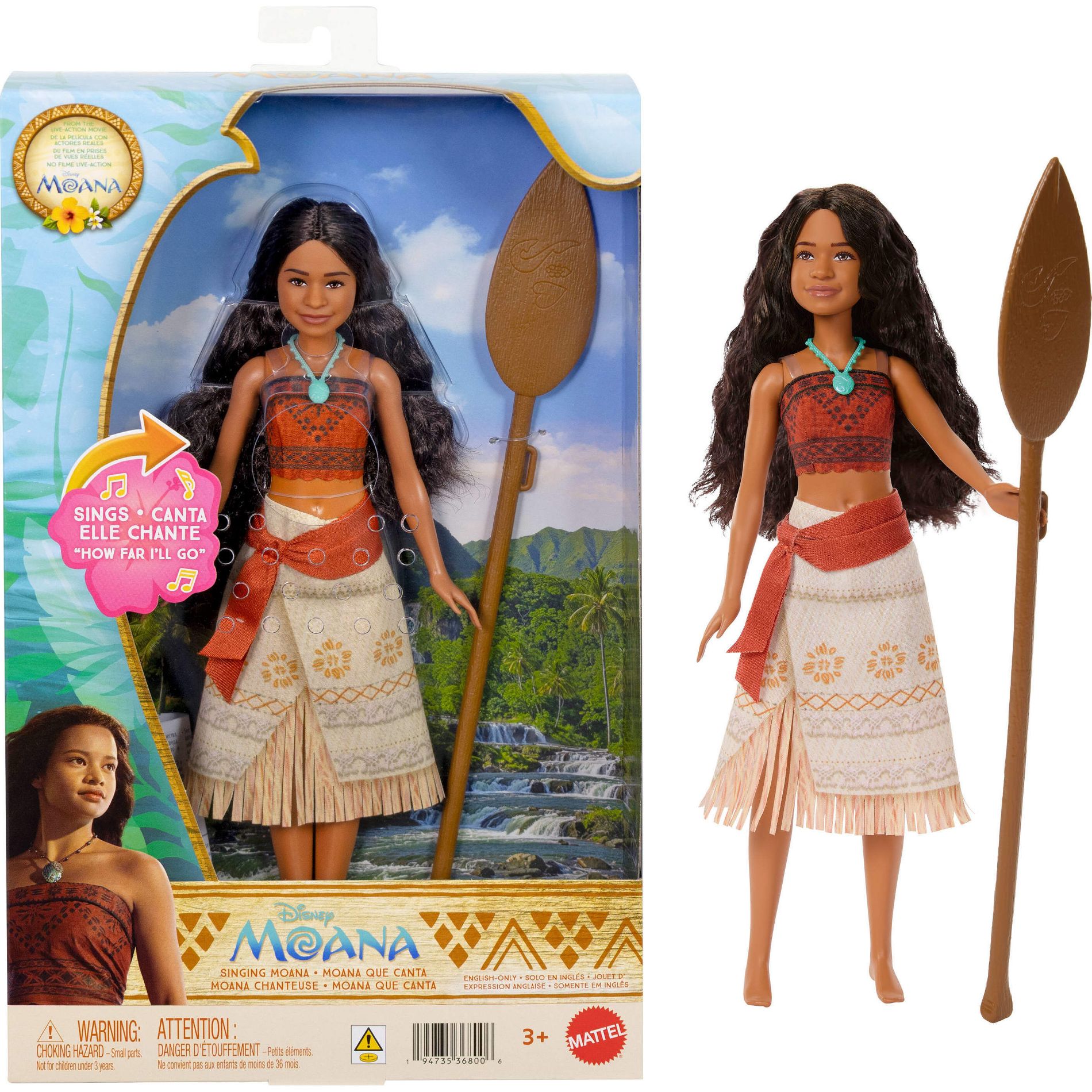 Mattel Disney Moana Singing Fashion Doll Sings “How Far I’ll Go” Inspired by Live Action Movie