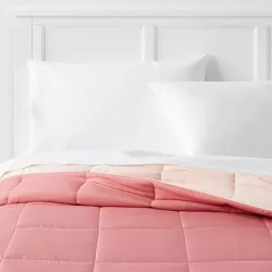 Twin/Twin Extra Long Reversible Microfiber Solid Comforter Pink/Blush - Room Essentials™