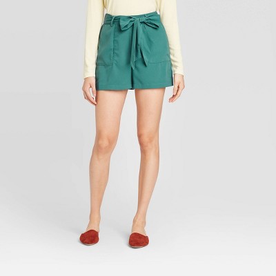 high waisted tie waist shorts