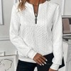 Women's Pullover Knit Half - Zip Sweatshirt Long Sleeve Casual Top - 2 of 4