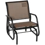 Outsunny Outdoor Glider Chair, Swing Chair with Breathable Mesh Fabric, Curved Armrests and Steel Frame for Porch, Garden, Poolside, Balcony, Brown