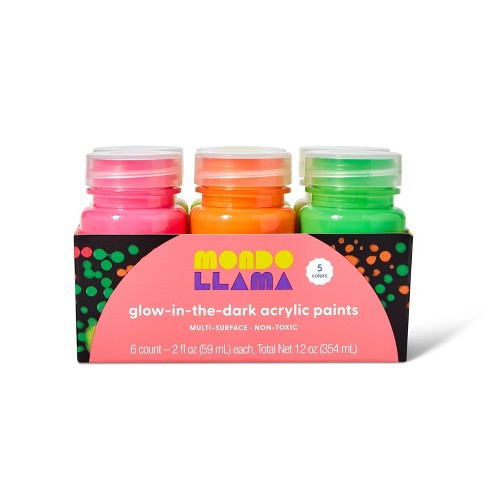 6ct Glow-in-the-dark Acrylic Paints - Mondo Llama™ : Target