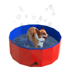 Dog Pool - Portable, Foldable 30.5-Inch Doggie Pool with Drain and Carry Bag - Pet Swimming Pool for Bathing or Play by PETMAKER (Red) - 1 of 4