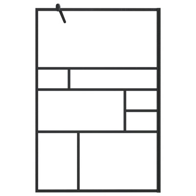 Modern Black Aluminum and Clear ESG Glass Walk-In Shower Wall