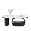 NicBex 47.24" Oval Coffee Table with Storage, Faux Marble Top Table with Gold Metal Frame & Hidden Drawer for Living Room - 2 of 4