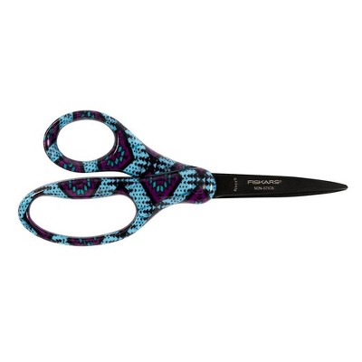 Fiskars Designer Non-Stick Student 7" Blunt Tip Scissor - WEB (Blue Geometric)