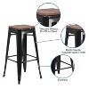 Emma and Oliver 30"H Backless Metal Barstool with Wood Seat - 4 of 4