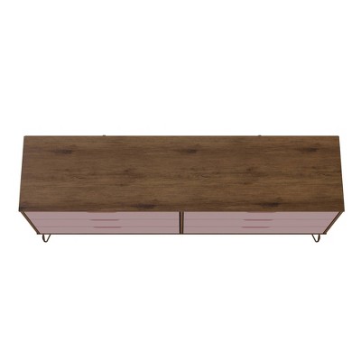 Rose Pink Double 6-Drawer Dresser with Hairpin Legs